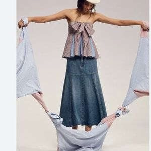 Brand New BY ANTHROPOLOGIE STRAPLESS TIE SWING BLOUSE